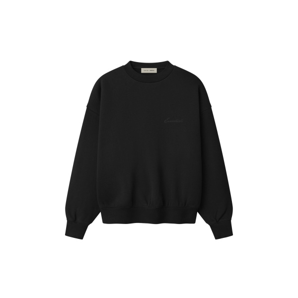 Fear of God Essentials Signature Classic Crewneck Sweatshirt in Vintage Black | Luxury Shoes 
