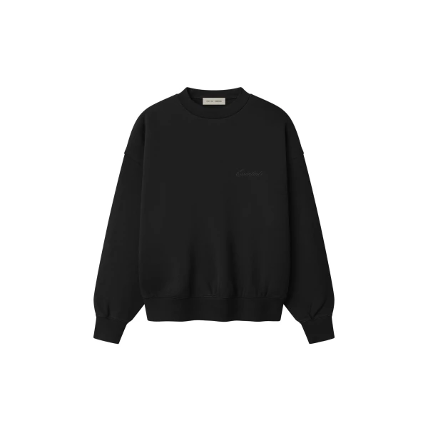 Fear of God Essentials Signature Classic Crewneck Sweatshirt in Vintage Black | Luxury Shoes 
