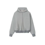 Fear of God Essentials Signature Classic Full Zip Hoodie in Concrete Heather | Luxury Shoes 