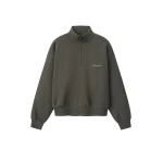 Fear of God Essentials Signature Classic Half Zip Sweatshirt in Ash Heather | Luxury Shoes 