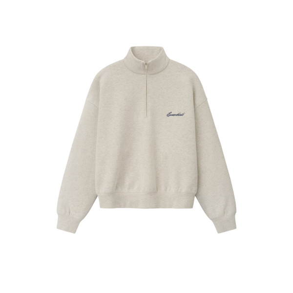 Fear of God Essentials Signature Classic Half Zip Sweatshirt in Marble Heather | Luxury Shoes 