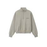 Fear of God Essentials Signature Classic Half Zip Sweatshirt in Pyrite Heather | Luxury Shoes 