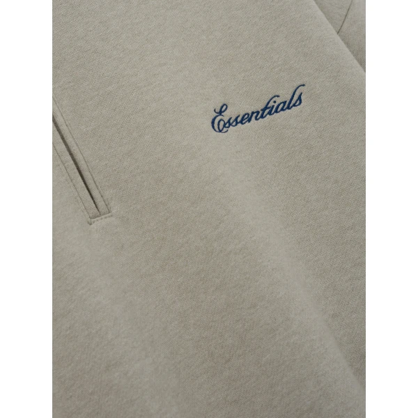 Fear of God Essentials Signature Classic Half Zip Sweatshirt in Pyrite Heather | Sweatshirts | Luxury Shoes 