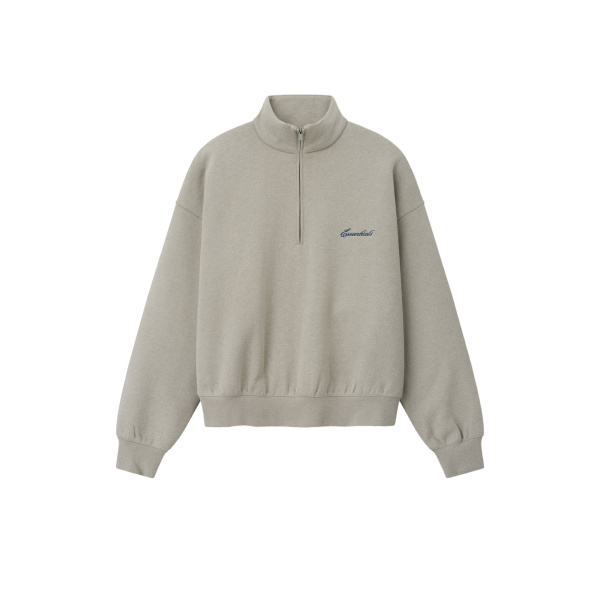 Fear of God Essentials Signature Classic Half Zip Sweatshirt in Pyrite Heather | Luxury Shoes 