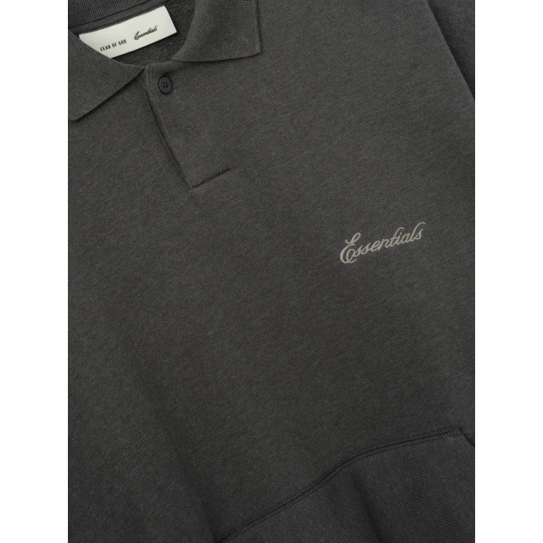 Fear of God Essentials Signature Classic Polo in Ash Heather | Men Shirts | Luxury Shoes 