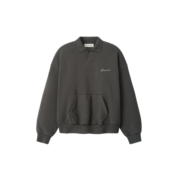Fear of God Essentials Signature Classic Polo in Ash Heather | Luxury Shoes 