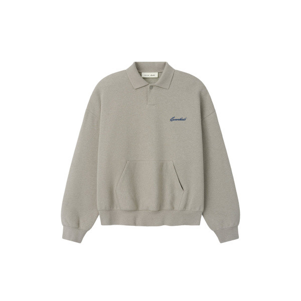 Fear of God Essentials Signature Classic Polo in Pyrite Heather | Luxury Shoes 