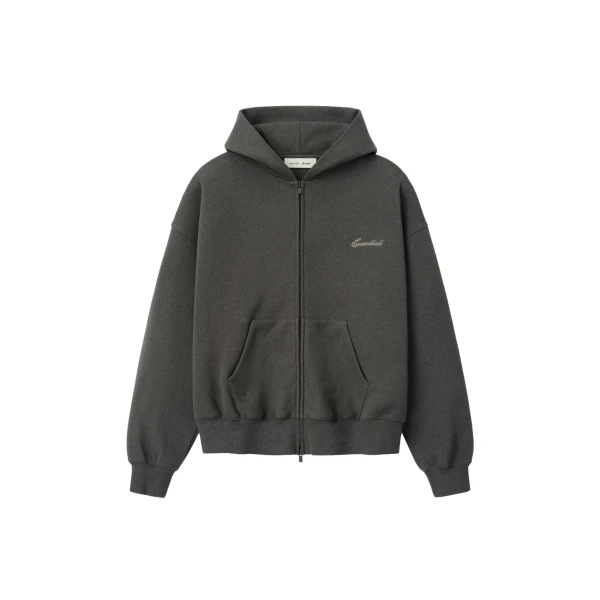Essentials Signature Classic Zip Up Hoodie in Ash Heather