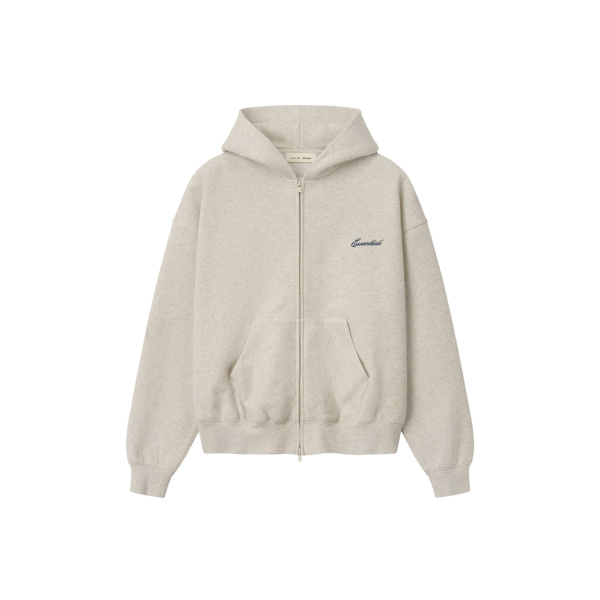 Fear of God Essentials Signature Classic Zip Up Hoodie in Marble Heather | Luxury Shoes 