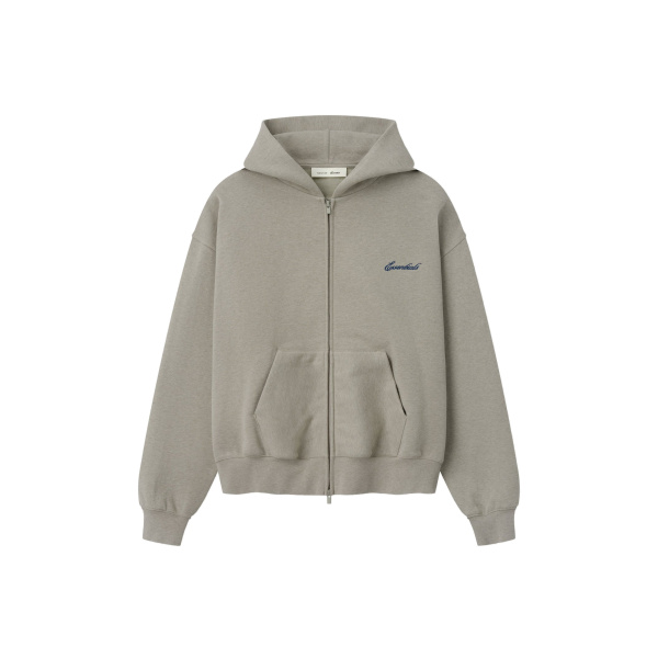 Fear of God Essentials Signature Classic Zip Up Hoodie in Pyrite Heather | Luxury Shoes 