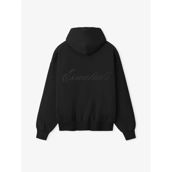 Fear of God Essentials Signature Classic Zip-Up Hoodie in Vintage Black | Sweatshirts | Luxury Shoes 