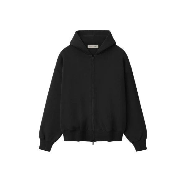 Fear of God Essentials Signature Classic Zip-Up Hoodie in Vintage Black | Luxury Shoes 