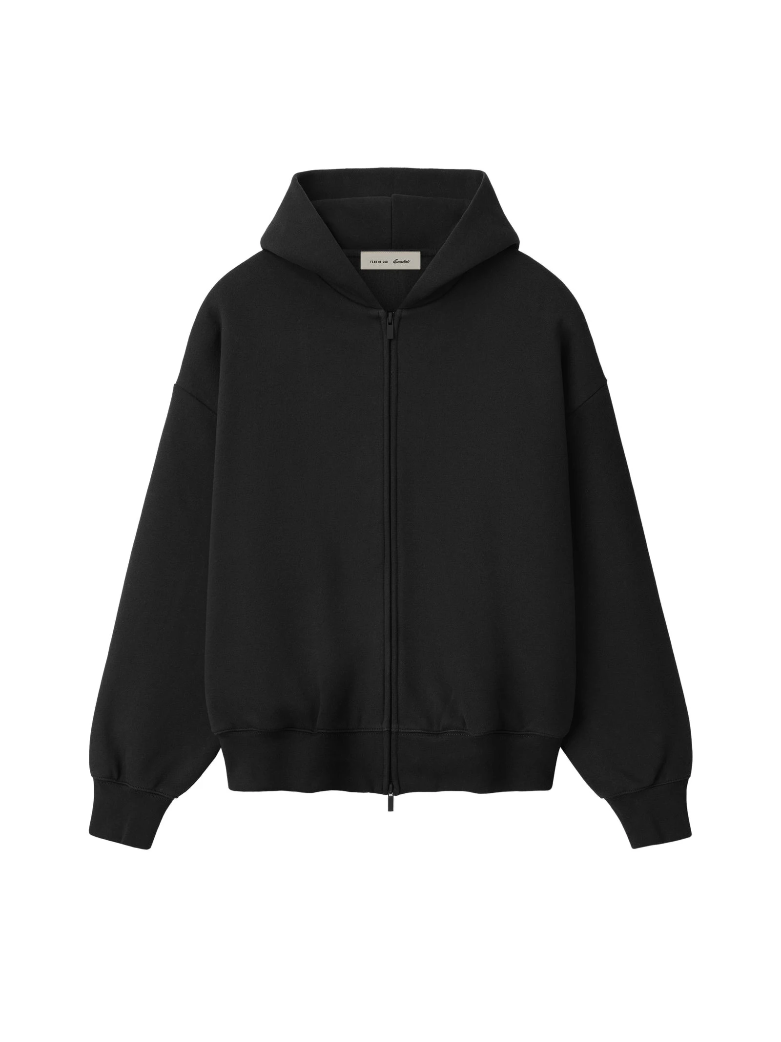 Fear of God Essentials Signature Classic Zip-Up Hoodie in Vintage Black Fear of God Essentials Signature Classic Zip-Up Hoodie in Vintage Black | Luxury Shoes