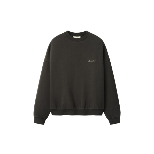 Fear of God Essentials Signature Lounge Crewneck Sweatshirt in Ink Black | Luxury Shoes 