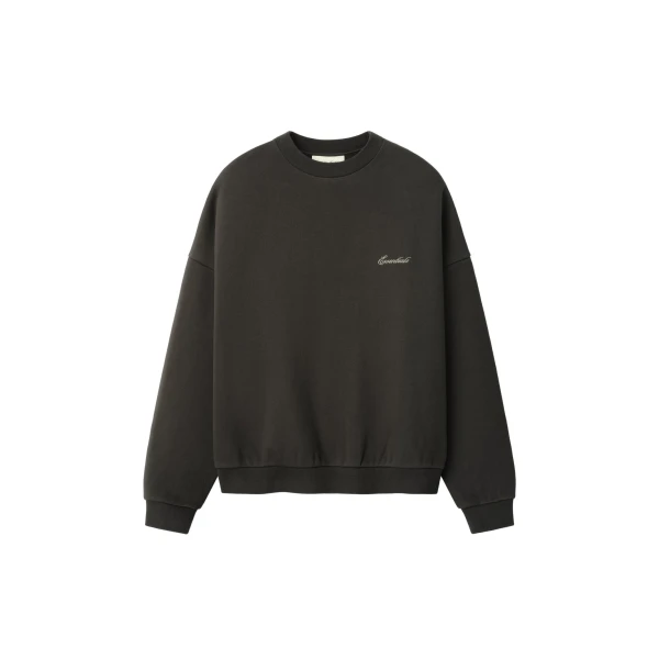 Fear of God Essentials Signature Lounge Crewneck Sweatshirt in Ink Black | Luxury Shoes 