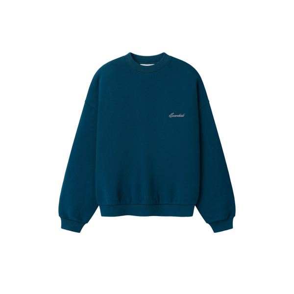 Fear of God Essentials Signature Lounge Crewneck Sweatshirt in Night Sea | Luxury Shoes 