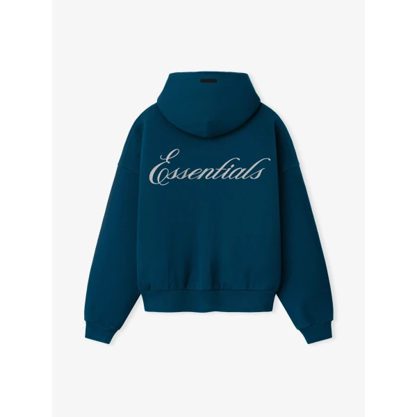 Fear of God Essentials Signature Lounge Half Zip Hoodie in Night Sea | Sweatshirts | Luxury Shoes 