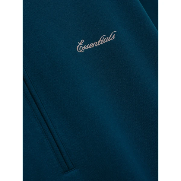 Fear of God Essentials Signature Lounge Half Zip Hoodie in Night Sea | Sweatshirts | Luxury Shoes 
