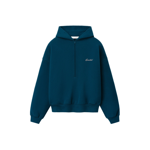 Fear of God Essentials Signature Lounge Half Zip Hoodie in Night Sea | Luxury Shoes 