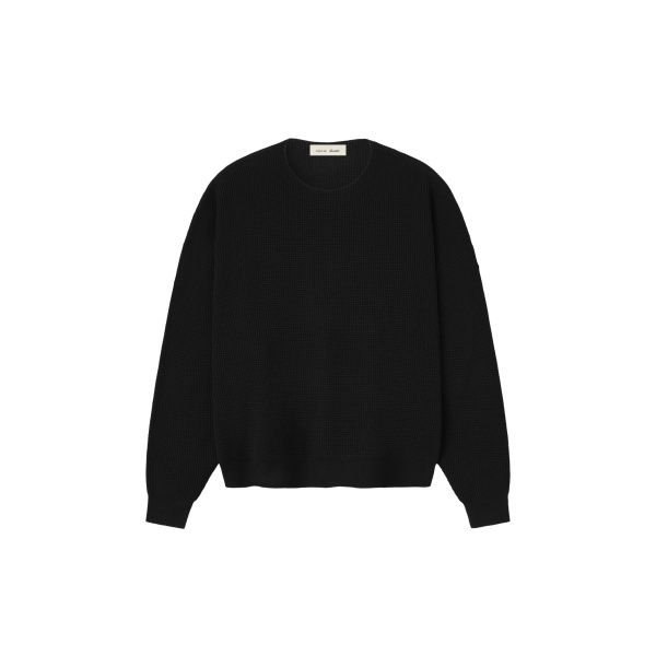 Fear of God Essentials Signature Waffle 90s Crewneck Sweater in Vintage Black | Luxury Shoes 