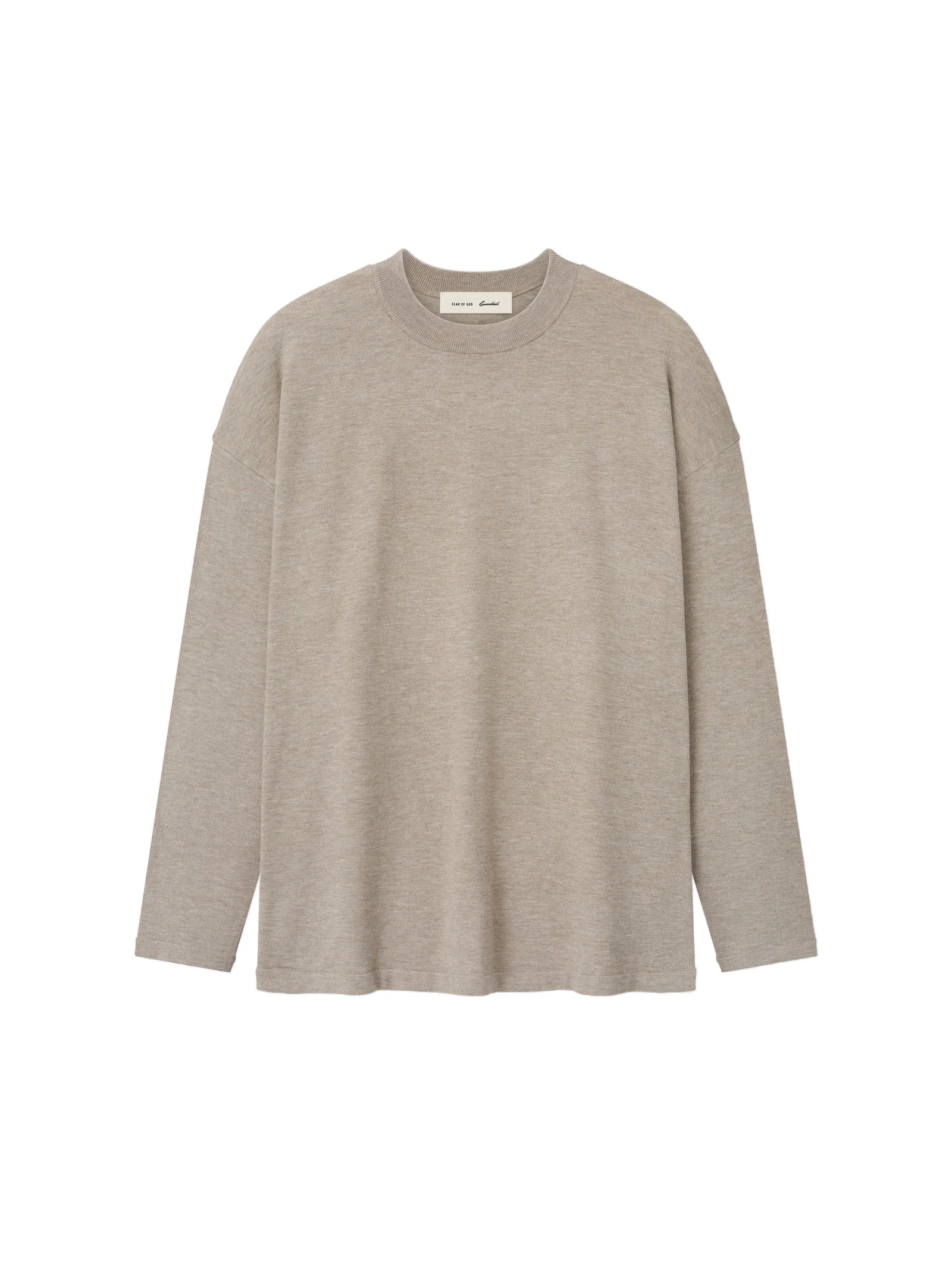 Fear of God Essentials Soft Knit Long Sleeve Tee in Seal Heather Fear of God Essentials Soft Knit Long Sleeve Tee in Seal Heather | Luxury Shoes