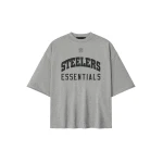 Fear of God Essentials Steelers 90s 3/4 Sleeve Football Tee in Concrete Heather | Luxury Shoes 