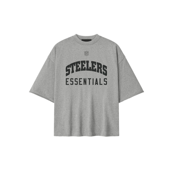 Fear of God Essentials Steelers 90s 3/4 Sleeve Football Tee in Concrete Heather | Luxury Shoes 