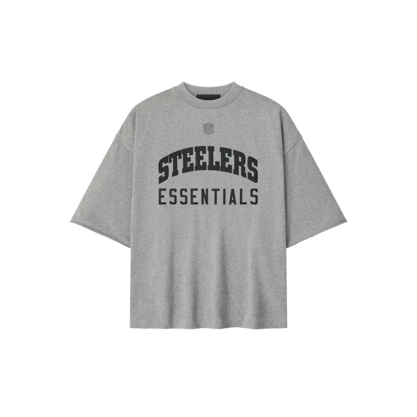 Fear of God Essentials Steelers 90s 3/4 Sleeve Football Tee in Concrete Heather | Luxury Shoes 