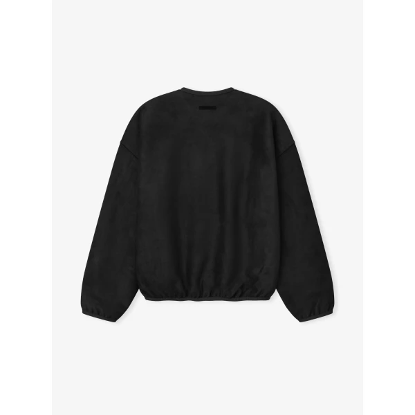 Fear of God Essentials Suede Fleece Signature Modern Crewneck Sweatshirt in Vintage Black | Sweatshirts | Luxury Shoes 