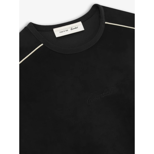 Fear of God Essentials Suede Fleece Signature Modern Crewneck Sweatshirt in Vintage Black | Sweatshirts | Luxury Shoes 