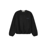 Fear of God Essentials Suede Fleece Signature Modern Crewneck Sweatshirt with Piping in Black | Luxury Shoes 