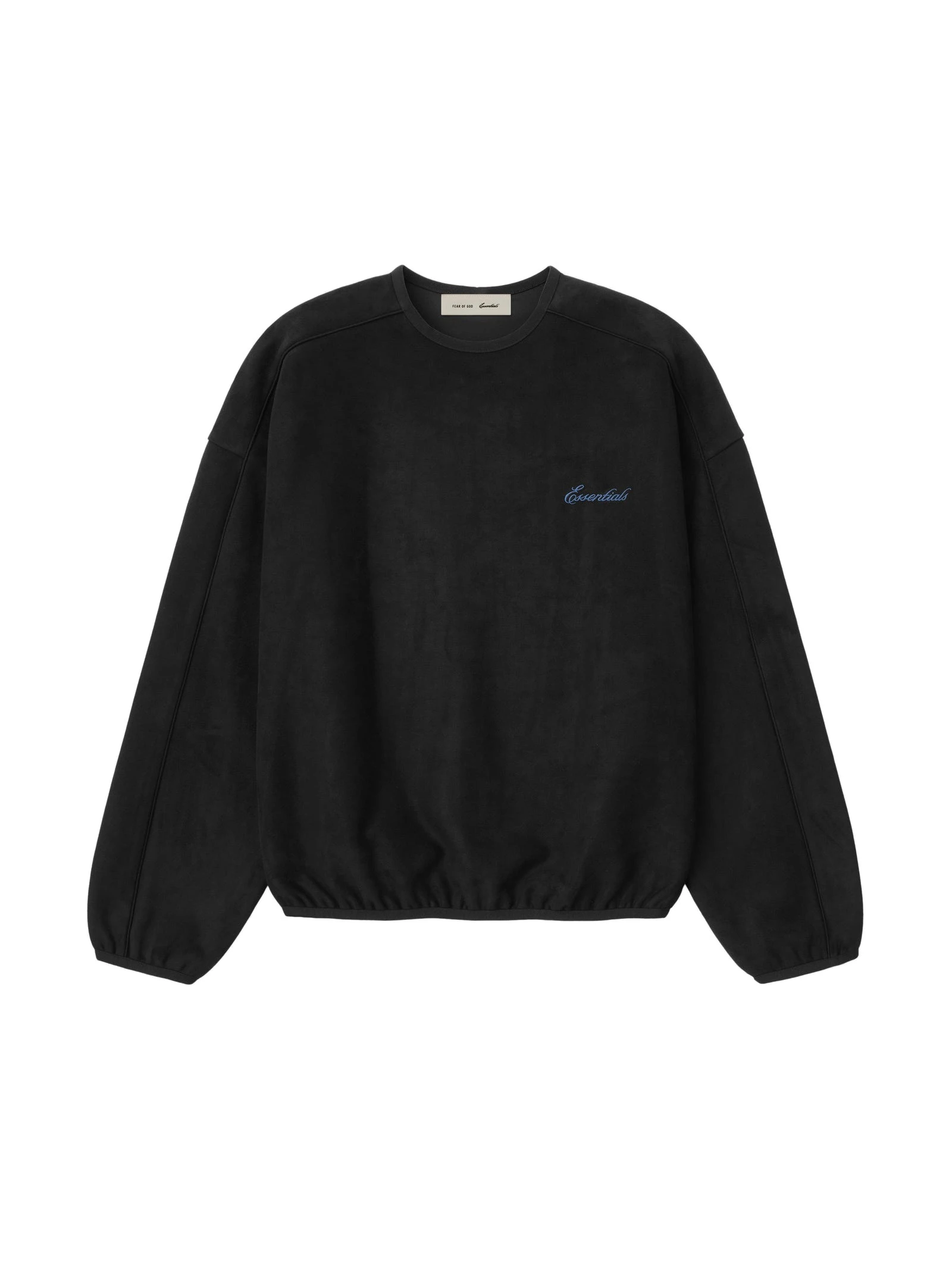 Fear of God Essentials Suede Fleece Signature Modern Crewneck Sweatshirt with Piping in Black Fear of God Essentials Suede Fleece Signature Modern Crewneck Sweatshirt with Piping in Black | Luxury Shoes