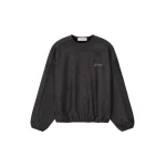 Fear of God Essentials Suede Fleece Signature Modern Crewneck Sweatshirt with Piping in Ink Black | Luxury Shoes 
