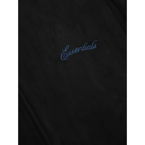 Fear of God Essentials Suede Fleece Signature Modern Track Jacket with Piping in Black | Men Jackets | Luxury Shoes 