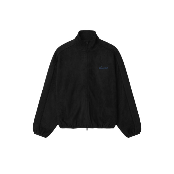 Fear of God Essentials Suede Fleece Signature Modern Track Jacket with Piping in Black | Luxury Shoes 