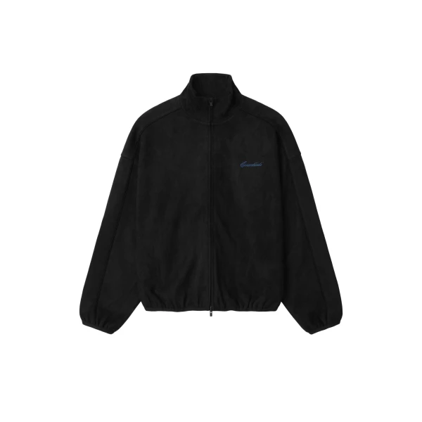 Essentials Suede Fleece Signature Modern Track Jacket with Piping in Black