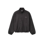 Fear of God Essentials Suede Fleece Signature Modern Track Jacket with Piping in Ink Black | Luxury Shoes 