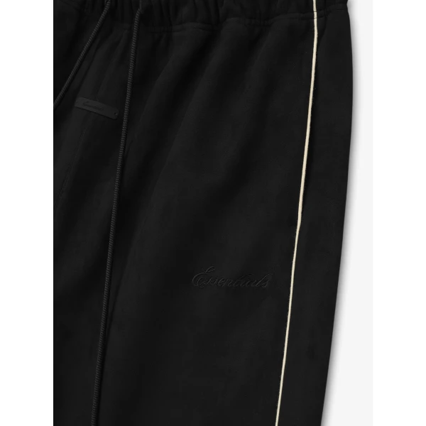 Fear of God Essentials Suede Fleece Signature Relaxed Pant in Vintage Black | Pants | Luxury Shoes 