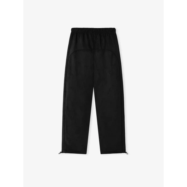 Fear of God Essentials Suede Fleece Signature Relaxed Pant with Piping in Black | Pants | Luxury Shoes 