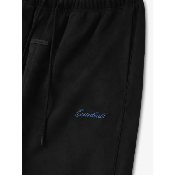 Fear of God Essentials Suede Fleece Signature Relaxed Pant with Piping in Black | Pants | Luxury Shoes 