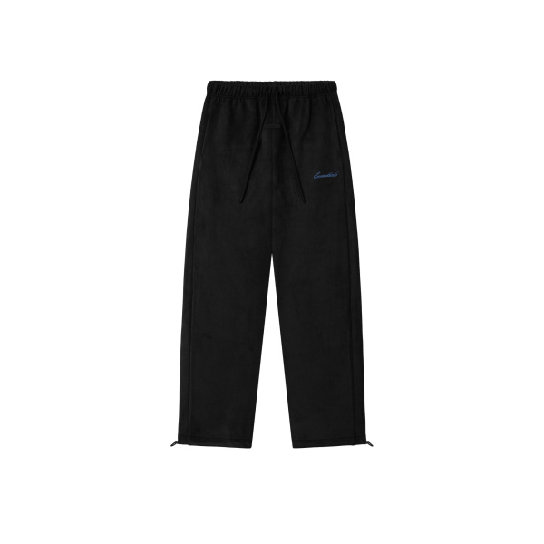 Fear of God Essentials Suede Fleece Signature Relaxed Pant with Piping in Black | Luxury Shoes 