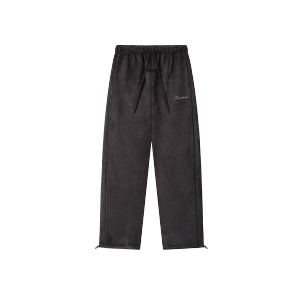 Fear of God Essentials Suede Fleece Signature Relaxed Pant with Piping in Ink Black | Luxury Shoes 