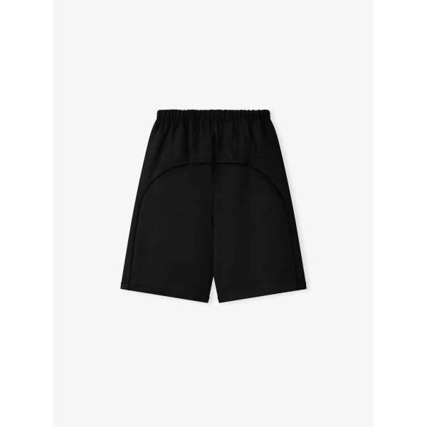 Fear of God Essentials Suede Fleece Signature Relaxed Short with Piping in Black | Shorts | Luxury Shoes 