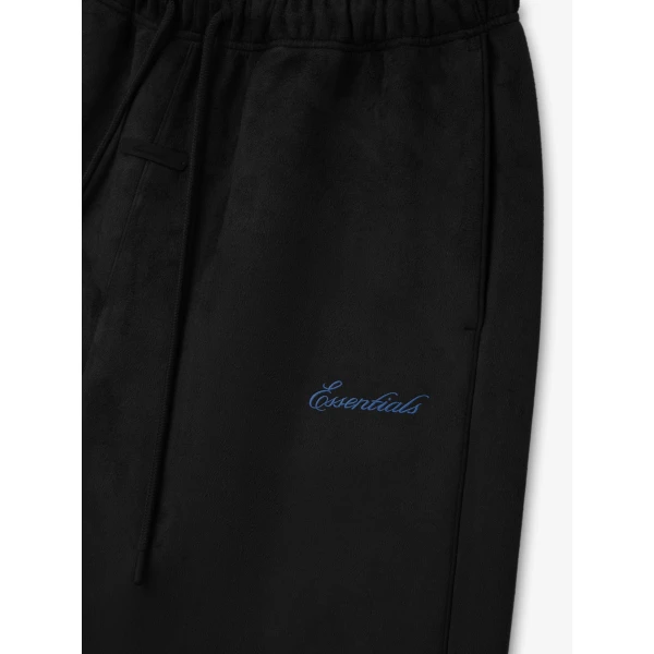 Fear of God Essentials Suede Fleece Signature Relaxed Short with Piping in Black | Shorts | Luxury Shoes 