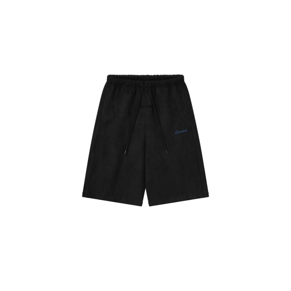 Fear of God Essentials Suede Fleece Signature Relaxed Short with Piping in Black | Luxury Shoes 