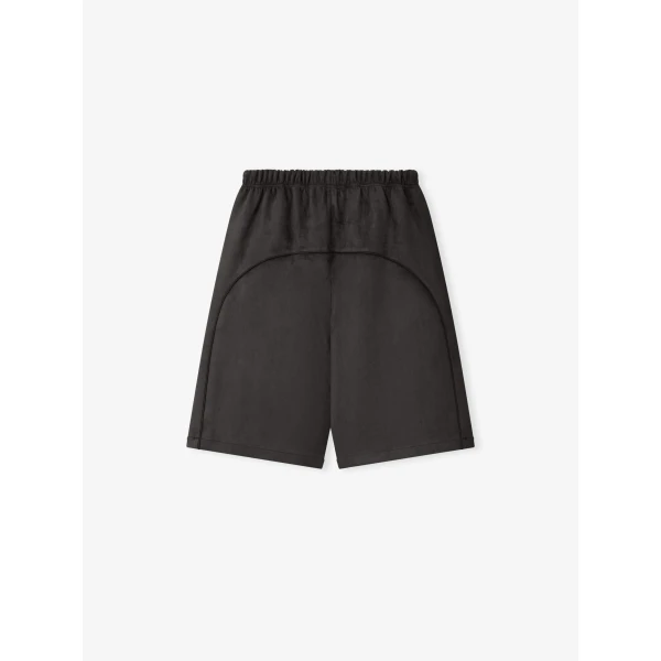 Fear of God Essentials Suede Fleece Signature Relaxed Short with Piping in Ink Black | Shorts | Luxury Shoes 