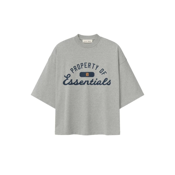 Fear of God Essentials Tigers Merch Tee in Concrete Heather | Luxury Shoes 