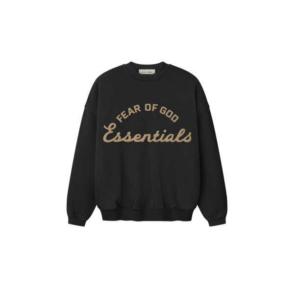 Fear of God Essentials Training 90s Crewneck Sweatshirt in Faded Black | Luxury Shoes 