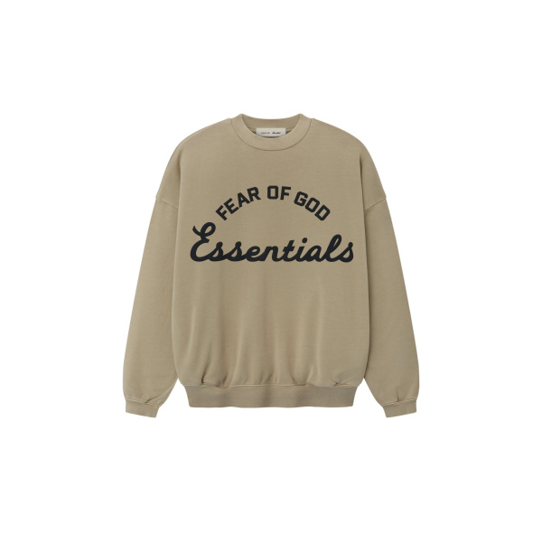 Fear of God Essentials Training 90s Crewneck Sweatshirt in Faded Dune | Luxury Shoes 