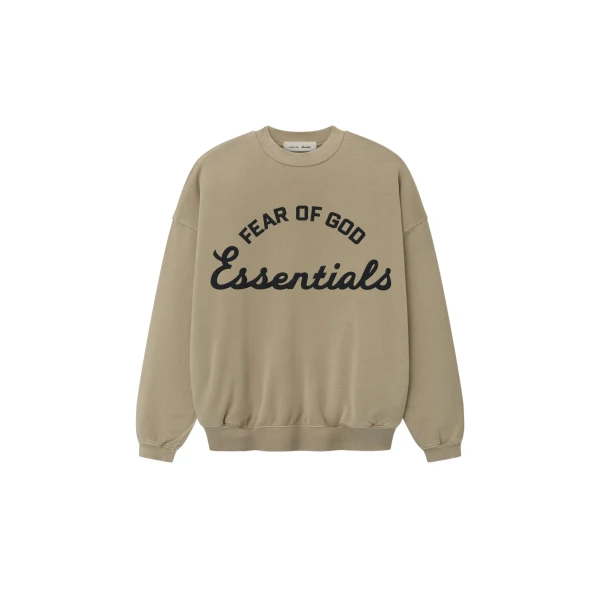 Fear of God Essentials Training 90s Crewneck Sweatshirt in Faded Dune | Luxury Shoes 
